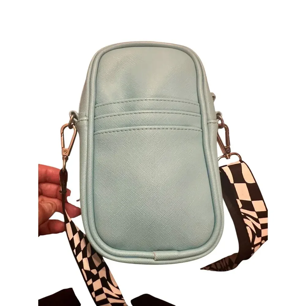 SKINNYDIP London Danni Blue Mini Phone Crossbody Adjustable Checkered Strap Bag